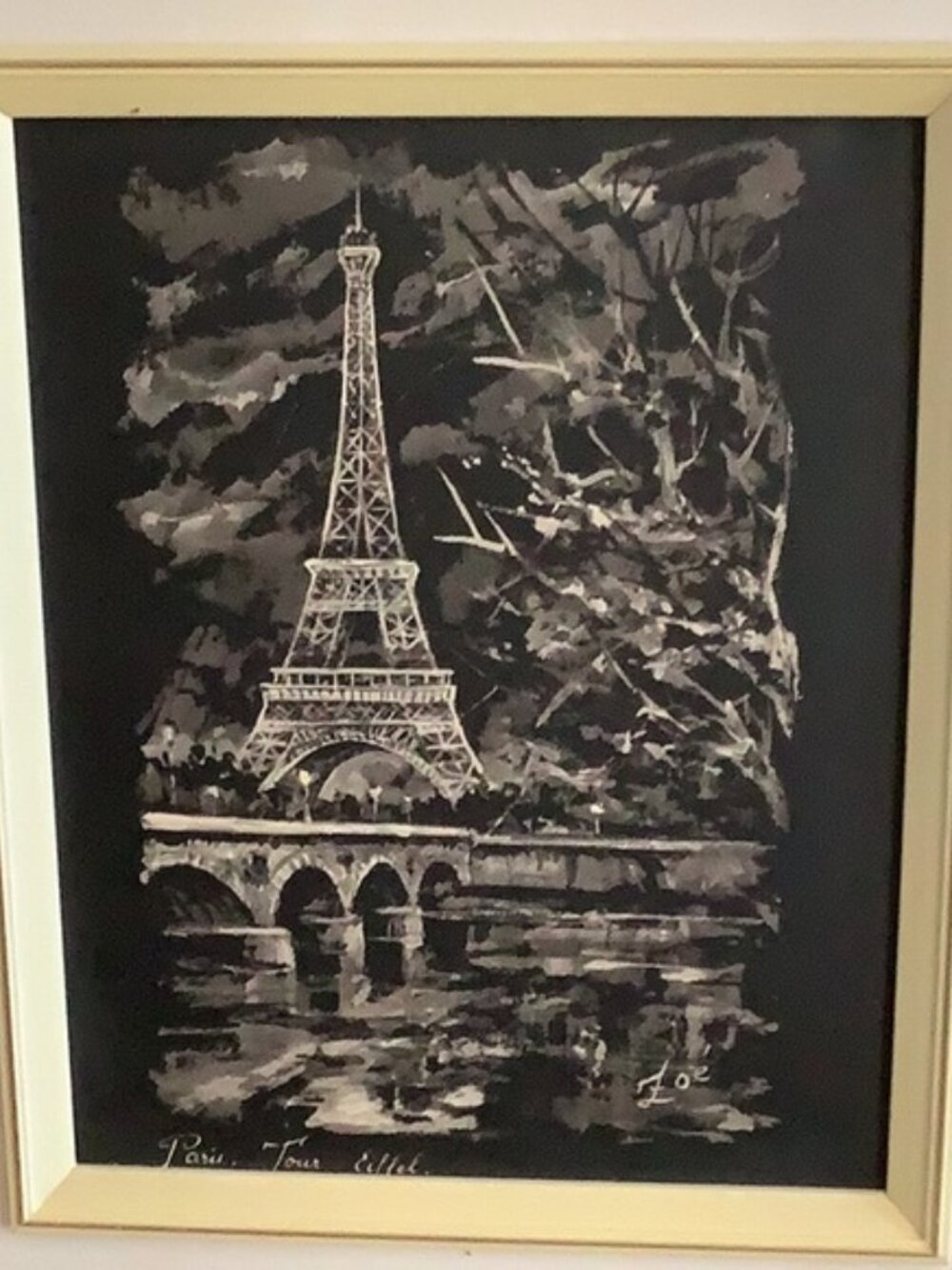 Eiffel Tower Art Print in Black and White